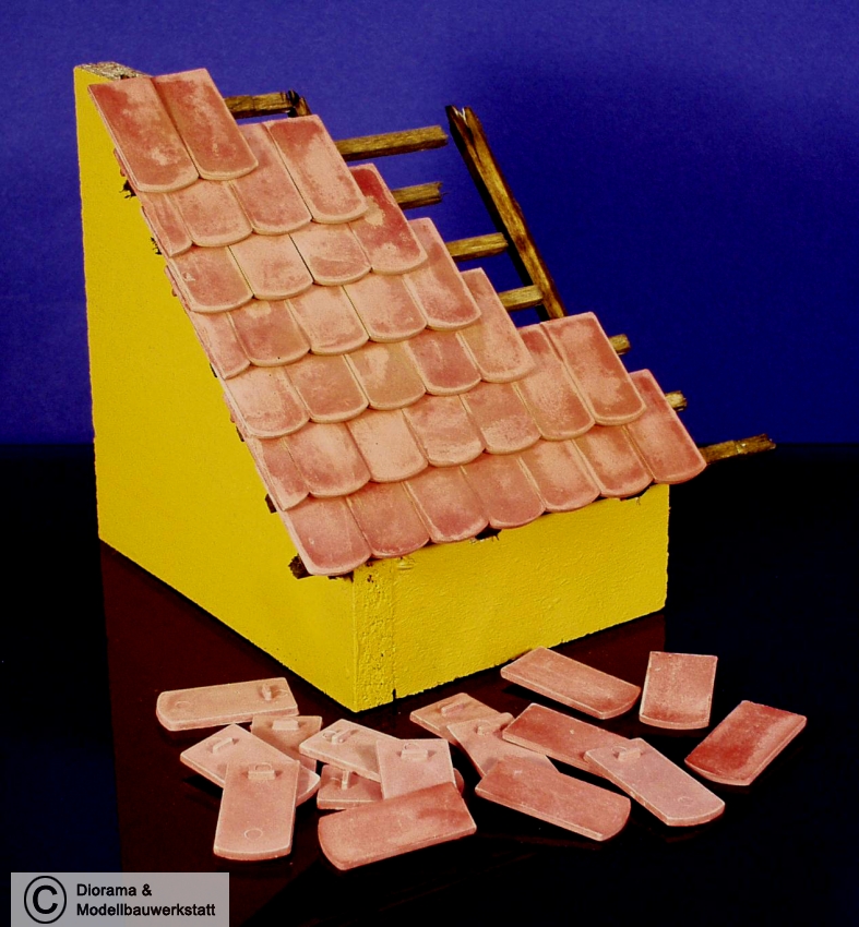 Dach Ziegel Z-14 Biberschwanz aus Ton braun Modellbau Haus Dachziegel bauen 